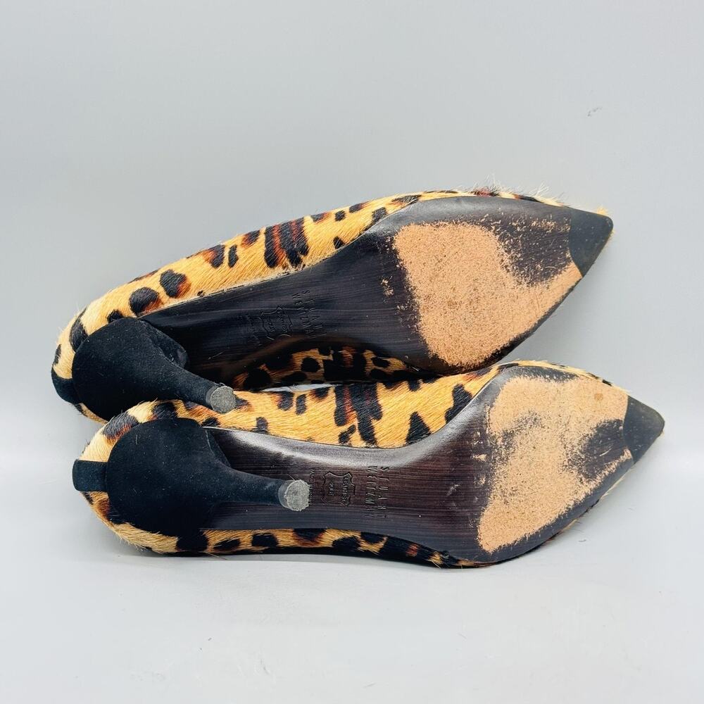 Stuart Weitzman Shoes Womens 8 Brown Leopard Calf Hair Pumps Dress Pointed Toe - Picture 8 of 11